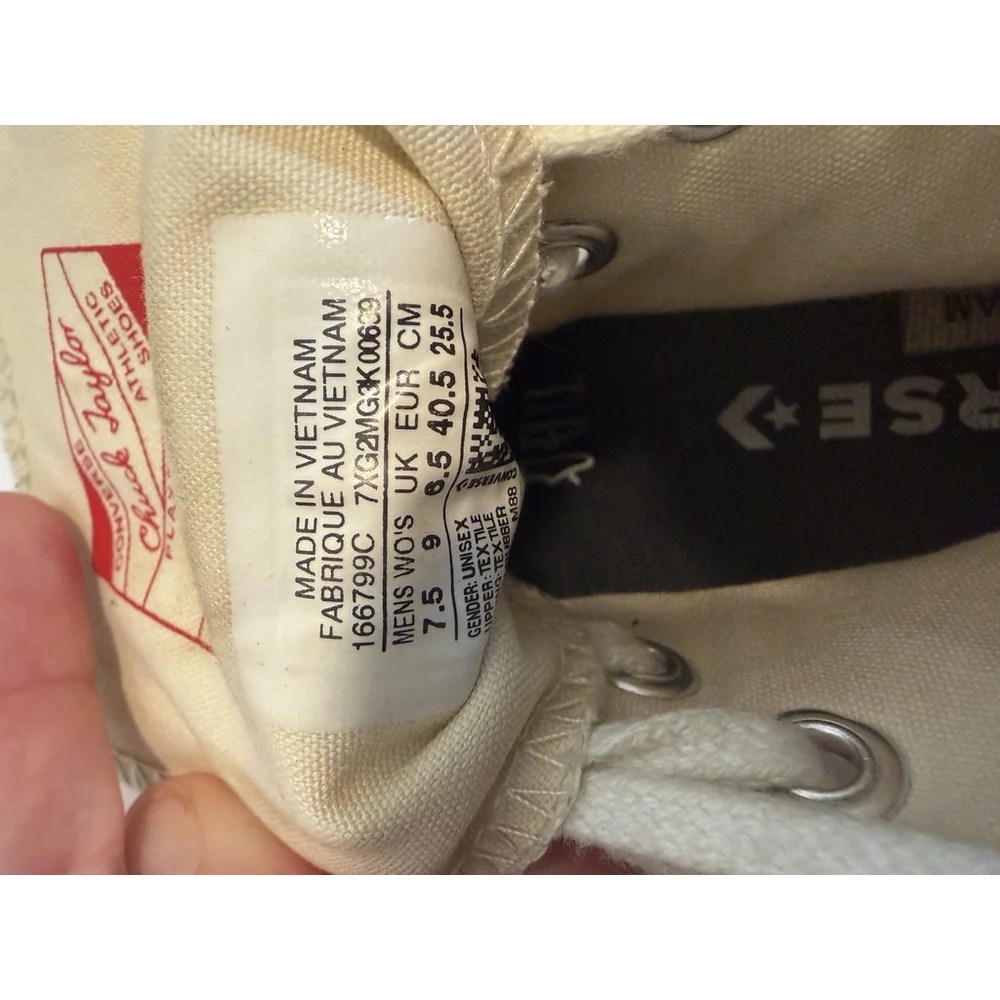 Converse CTAS size 9 Run Star Hike High White Cream Black Gum Lug Sole Sneakers - Picture 6 of 12